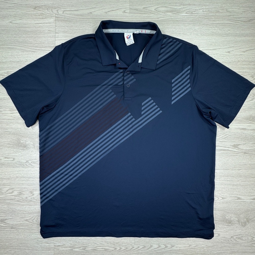 Puma Men's Polo Shirt Volition America Navy Blue XXL Short Sleeve Golf Graphic